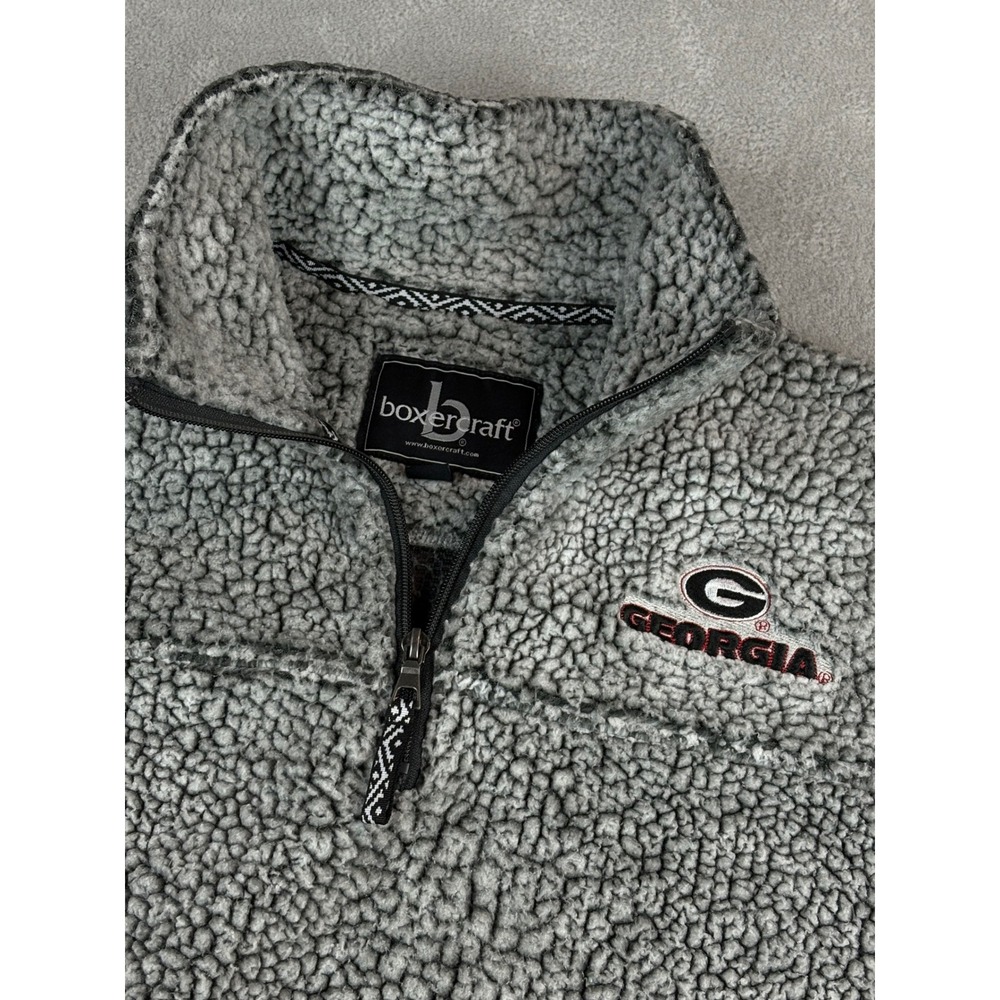 Boxercraft Georgia Bulldogs NCAA Men's Small Gray Sherpa Quarter Zip Pullover SM